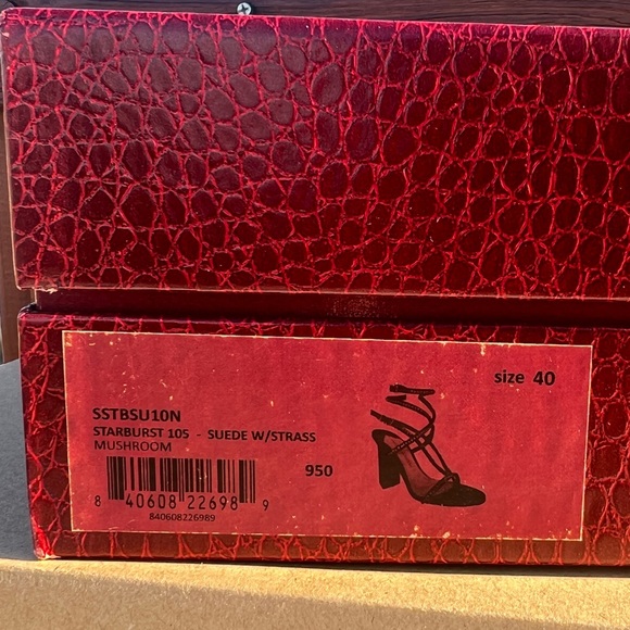 Tamara Mellon Suede Crystal Embellishments Sandals size 40 / US 9 4.5”Heel - Picture 6 of 6